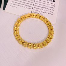 东南亚跨境爆款铜镀24K金色手链女黄金色转运招财复古手饰品批发