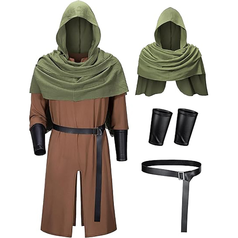 Cross-Border Best-Selling Medieval Renaissance Pirate Knight Shawl Robe Full Set of Stage Performance Costumes in Stock