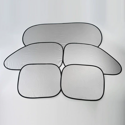 Car Sunshade, Front and Rear Sun shade - silver-painted-5-piece-set