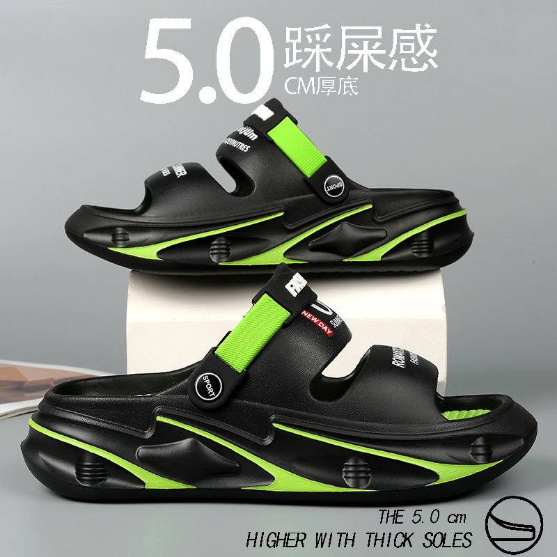 Sandalias para hombre 2024 verano nueva moda transpirable aumento antideslizante pareja todo fósforo al aire libre punta abierta tendencia zapatillas