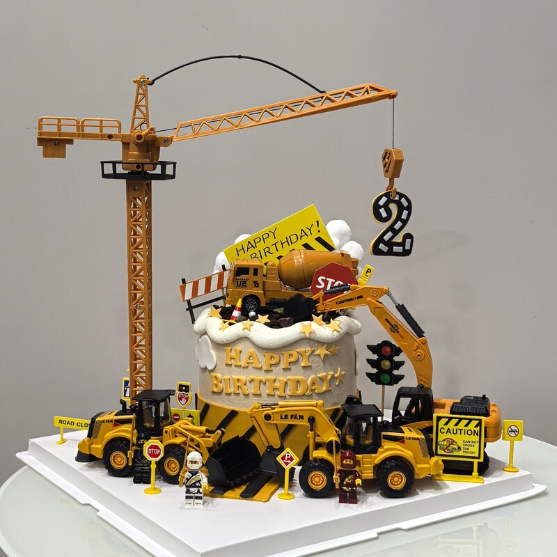 Trendy Construction Vehicle Cake Decoration Set: Tower Crane, Excavator, Bulldozer for Children's First Birthday Dessert Toppers Trendy Construction Vehicle Cake Decoration Set: Tower Crane, Excavator, Bulldozer for Children's First Birthday Dessert Toppers