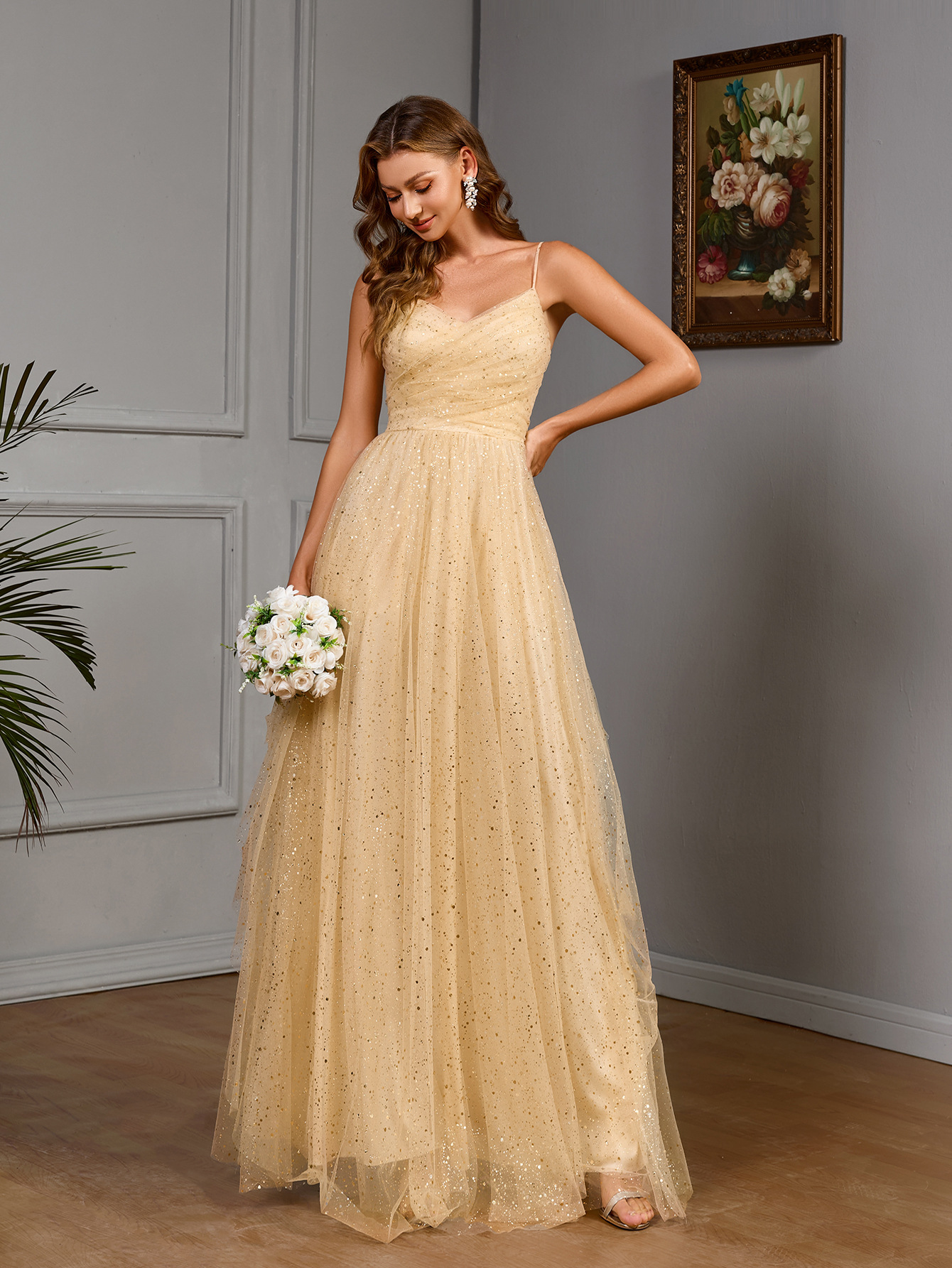 2025 primavera elegante vestido dulce y picante color sólido sexy estupefacción de pecho abierto esquinilla doble ajuste vestido de cintura para mujeres