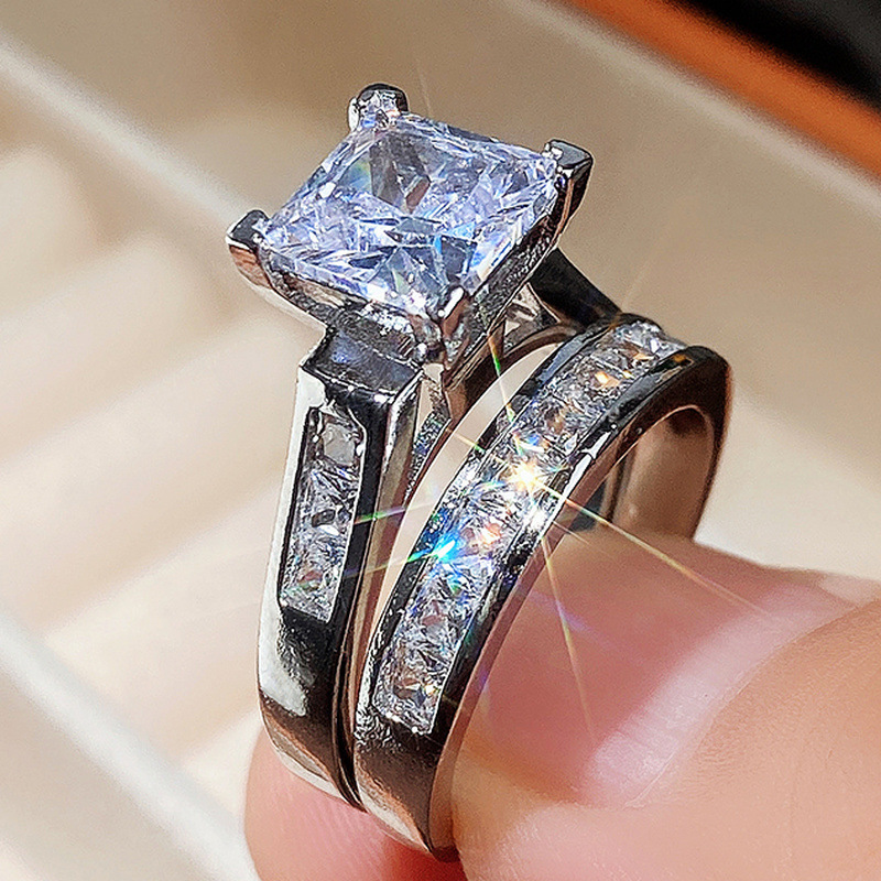 Romantic Modern Style Square Copper Inlay Zircon Rings display picture 3
