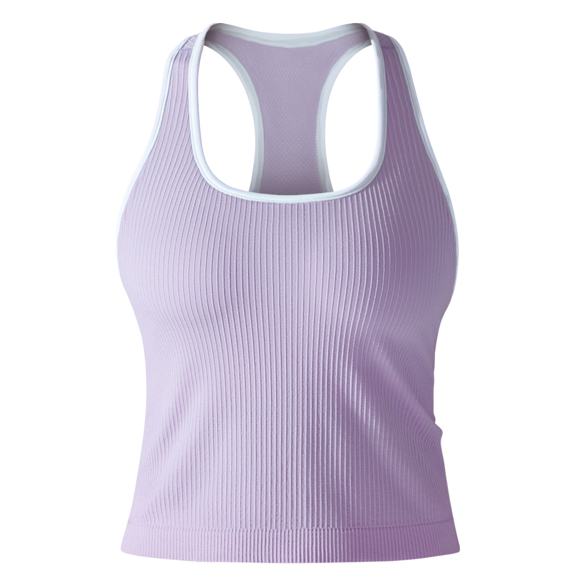 Chaleco largo ajustado ajustado con hilo de color sólido europeo y americano transfronterizo, deportes, correr, fitness, ropa de yoga, top femenino image 8