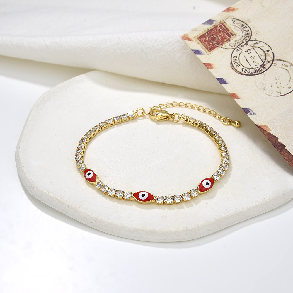 Retro Devil's Eye Copper Inlay Zircon Bracelets 1 Piece display picture 2