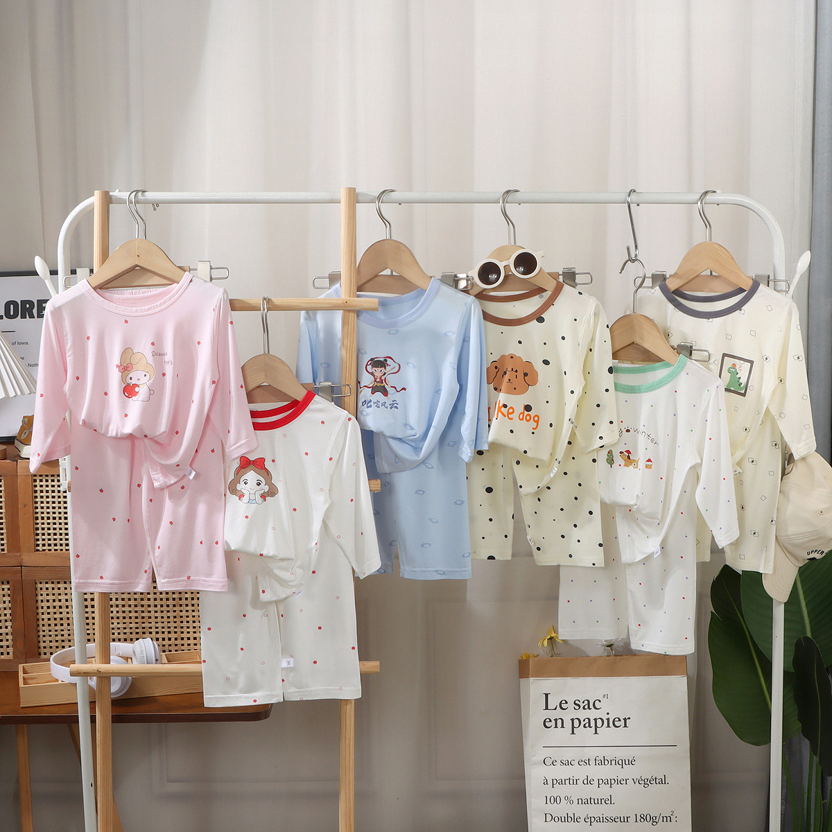 Summer Children's Seven-Sleeve Home Clothes for Boys and Girls Youcan Thin Pajamas for Girls Modal Air-conditioning Clothes for suit