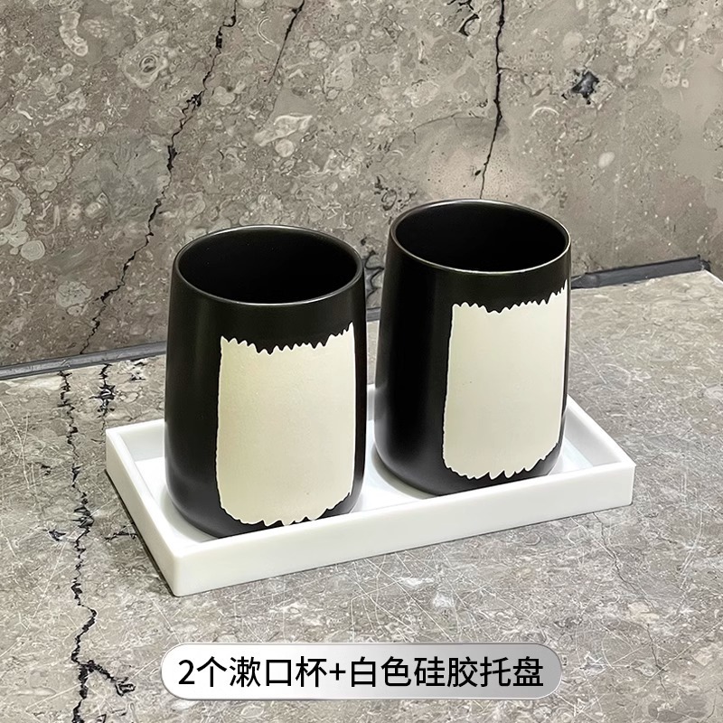 高級マウスウォッシュカップ、軽くて高級感のある歯磨きカップ、家庭用歯ブラシカップ、歯ブラシカップ、高級歯ブラシ収納ラックセット|undefined