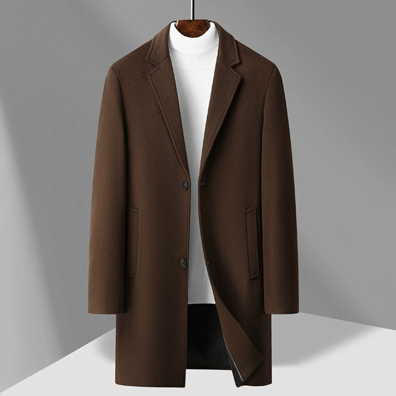 Long woolen woolen coat, fashionable suit, demi-season jacket, mid-length