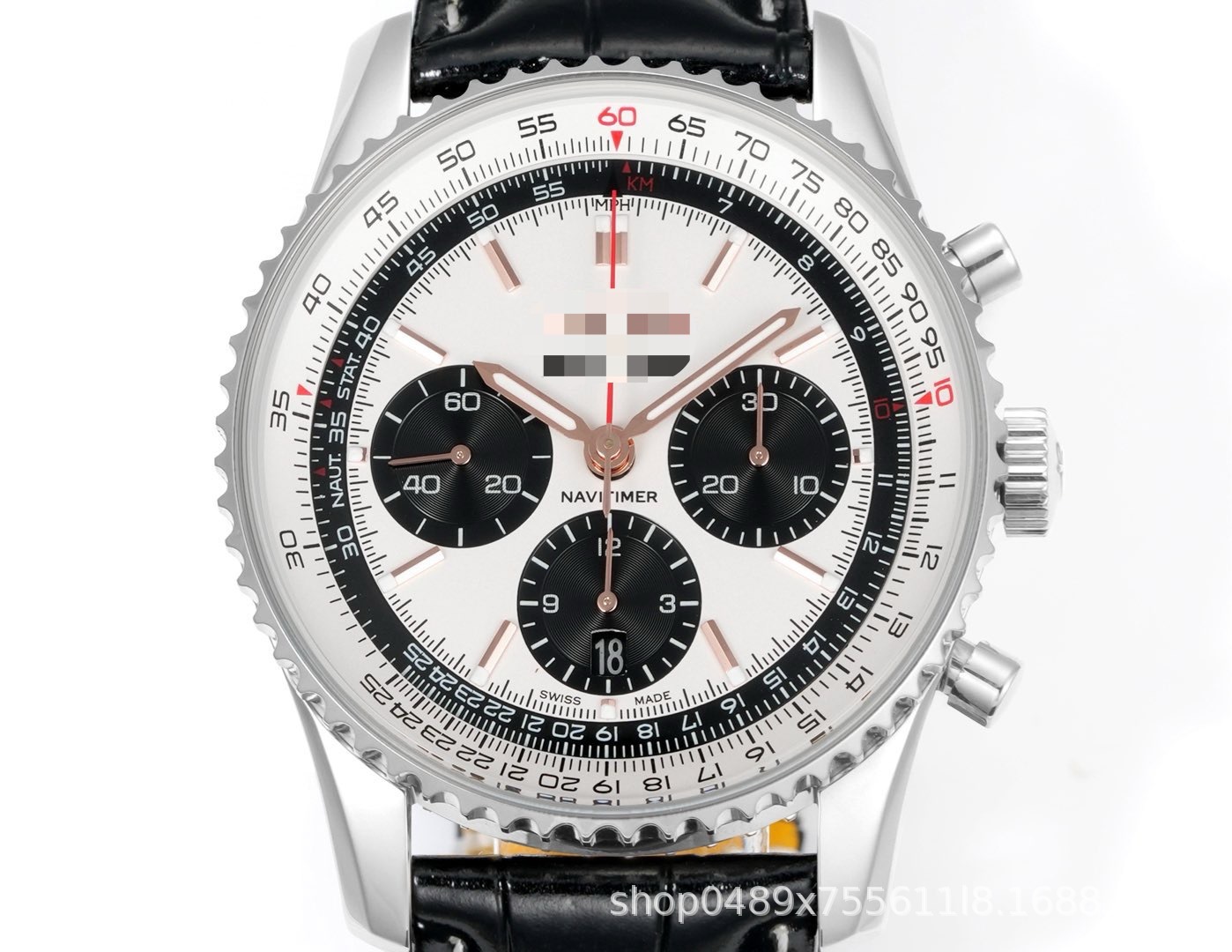 Mechanical wristwatch, aviation chronograph, stainless steel
