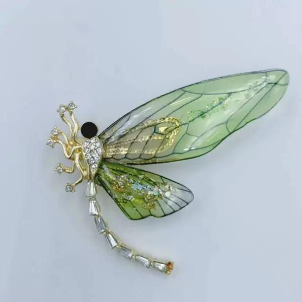 Light KC Golden Emerald Green Dragonfly
