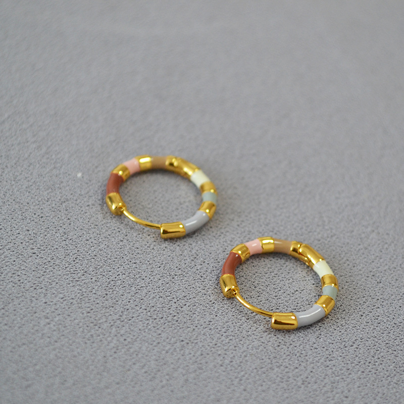 Simple Style Circle Copper Enamel Earrings 1 Pair display picture 9