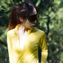 灰壳美利奴美丽诺羊毛速干衣女长袖T恤上衣半拉链休闲衣户外运动