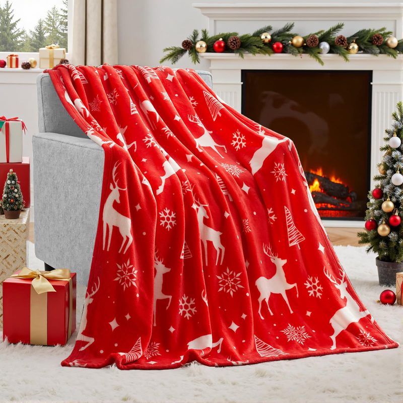 クリスマス毛布柔らかいフランネルクリスマス毛布暖かいぬいぐるみ祭り装飾毛布冬の快適なソファ毛布|undefined