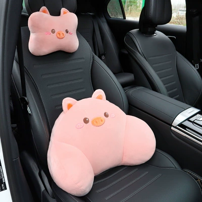 Wonderful world car headrest neck Headrest - 1-set-of-pink-pig-headrest-and-waistrest