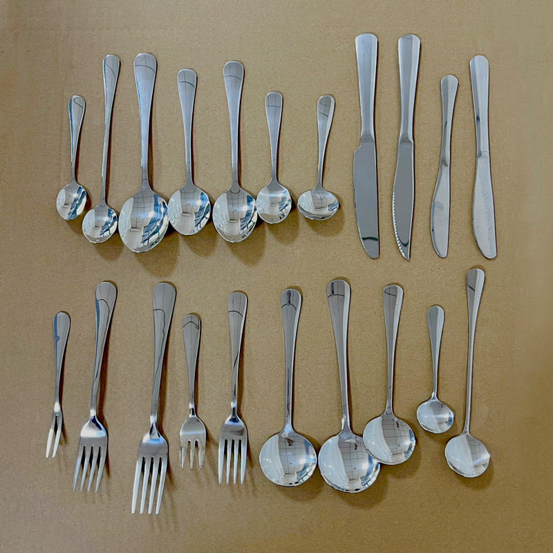 Juego de cubiertos de acero inoxidable serie 1010 para hoteles y restaurantes, cuchillo para carne, tenedor, cuchara, cuchara para postre y cuchara para sopa de estilo occidental.