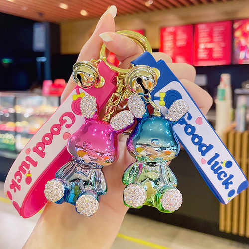 Diamond Rabbit Cute Keychain Pendant Wholesale Cartoon Car Keychain School Bag Pendant Creative Diamond Gift