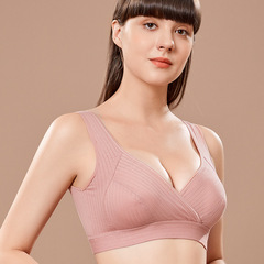 薄型クロスオーバー授乳ブラ 妊娠中・産後・授乳期 無地コットン裏地付き下着 授乳可能
