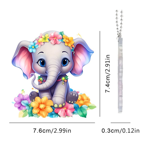 Cross-border new creative cute animals owl elephant car pendant hanging acrylic car interior wholesale