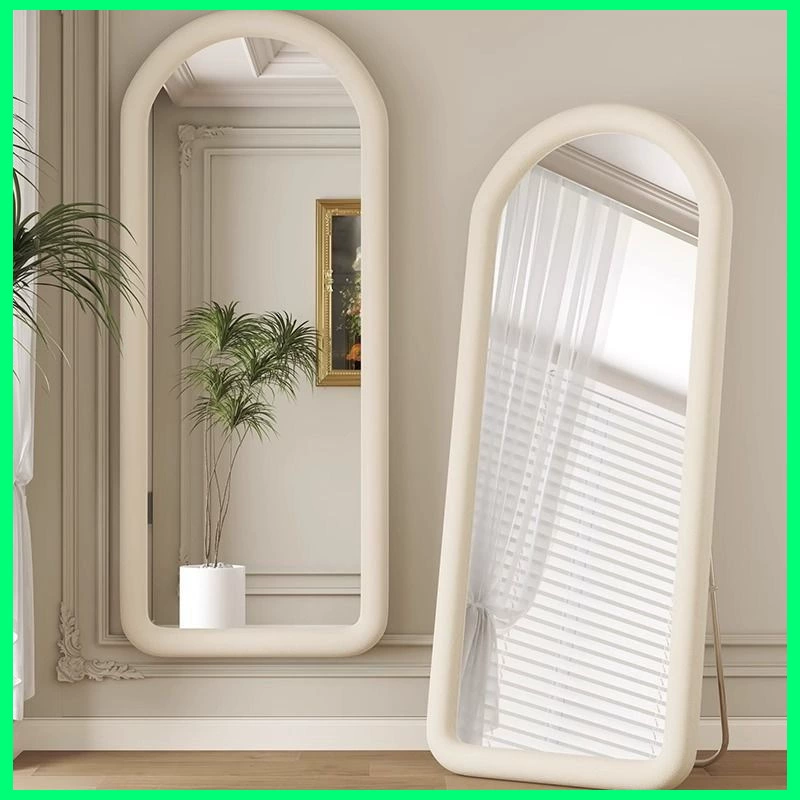 Зеркало в полный рост напольное в стиле интернет-знаменитостей, кремовое, для примерки, в французском стиле, для спальни девушки, зеркало необычной формы