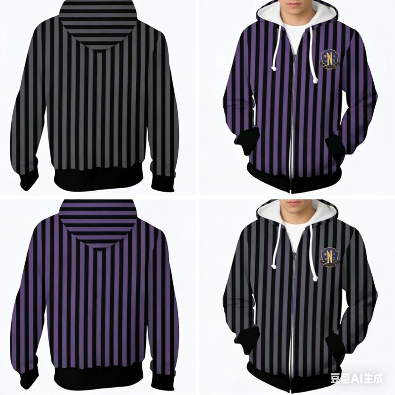 New American Tv Series Merchandise Addams Family Wednesday Cosplay 3D Digital Print Sweatshirt Casual Hoodie