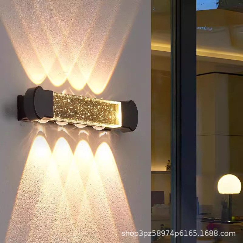 Outdoor Lamp Waterproof Acrylic Light Luxury Style Villa Courtyard Entrance Wall Lamp Hotel Entrance Crystal Wall Lamp