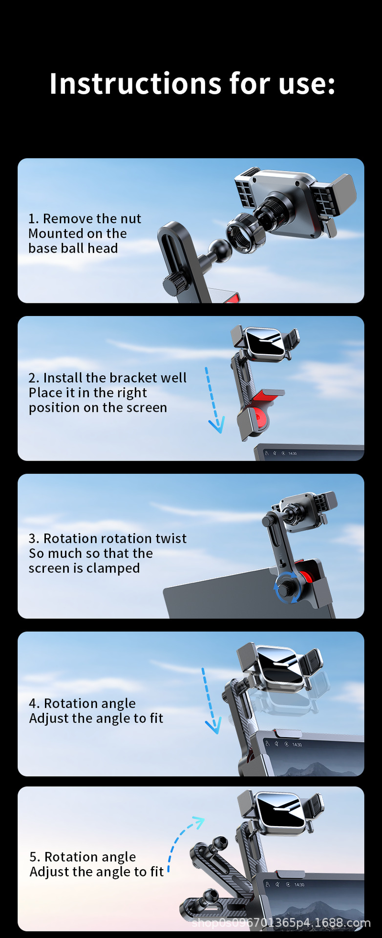 New Cross-Border Car Phone Holder with Floating Screen Navigation Base Display Screen Central Control Screen Phone Holder Navigation Device