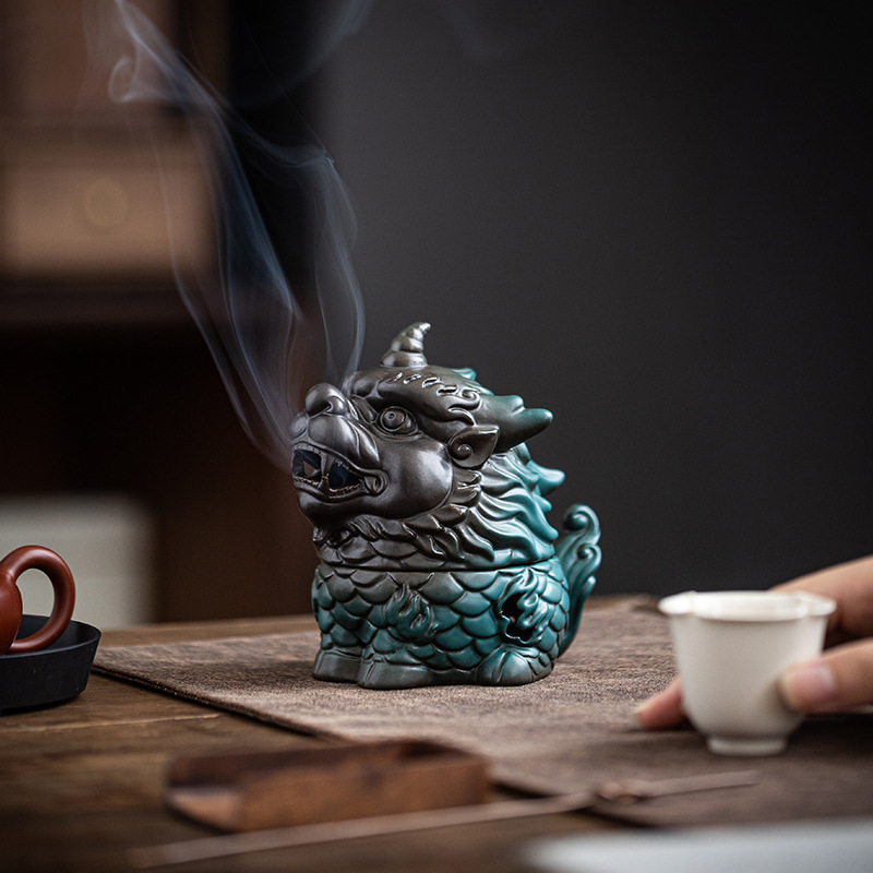 Kirin Fortune-making God Beast Incense Burner Incense Incense Incense Sandalwood Tea Table Home Indoor Incense Ceremony Tea Ceremony Zen Ceramic Ornaments
