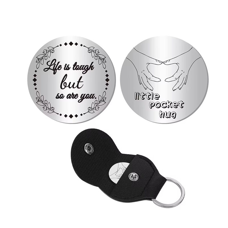 Un poco de bolsillo abrazo de bolsillo Hug token llavero de acero inoxidable familia amigo regalo