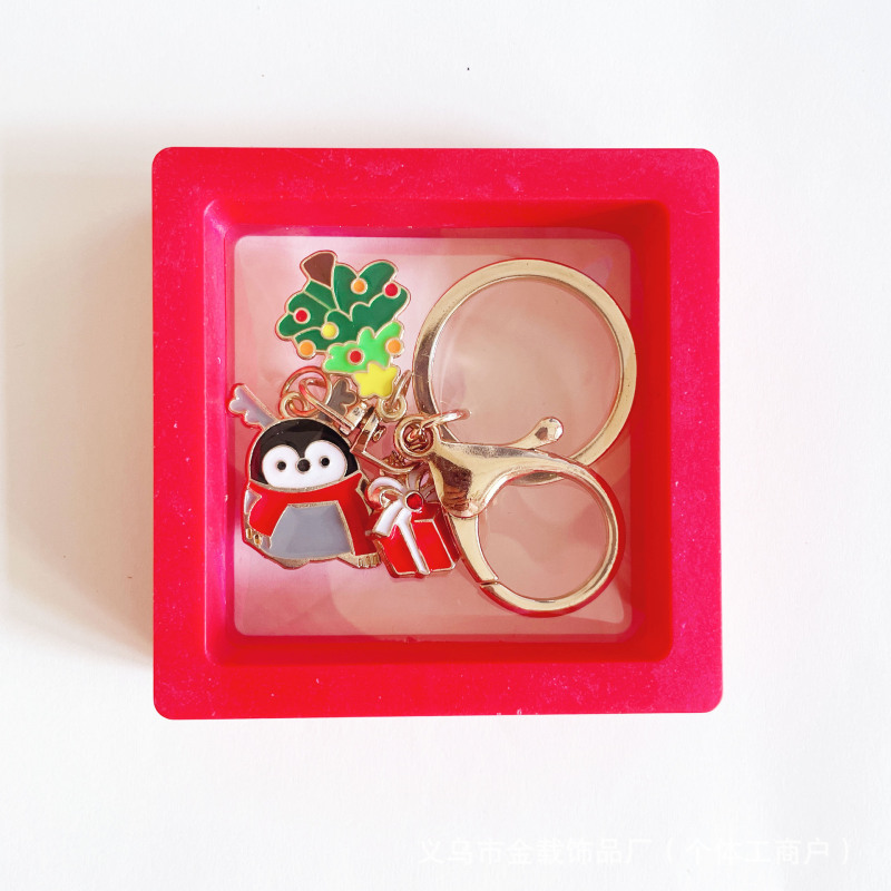 新しいクリスマスのキーホルダーギフトボックス漫画かわいい高級感雪だるまキーホルダー創意バッグストラップ|undefined