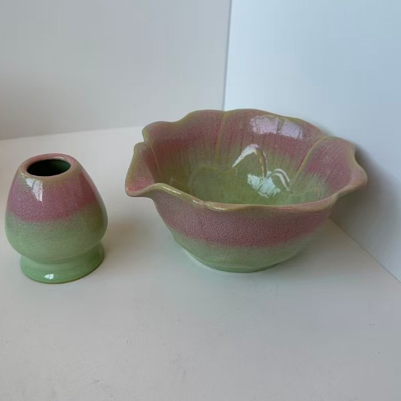 Transfronterizo especial para cerámica matcha con boca de loto modelado rosa azul de la dinastía Song té de té de té image 14