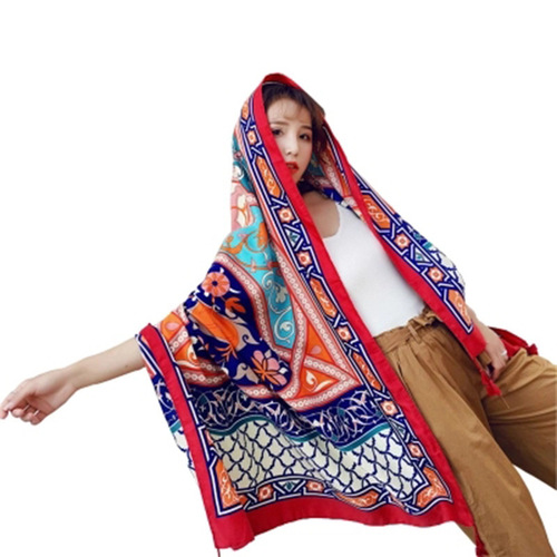 Ethnic style scarf, sunscreen shawl, women's summer thin style, air-conditioning scarf, fashionable seaside beach shawl
