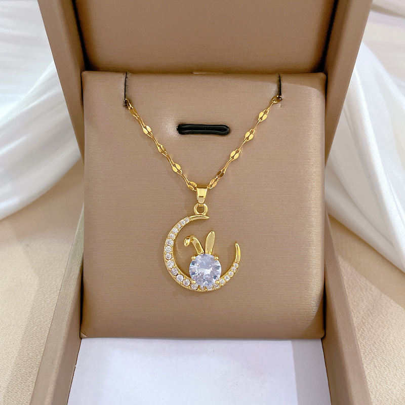 Moon Rabbit Luxury Diamond Necklace Wedding Banquet Clavicle Chain_voghion.com