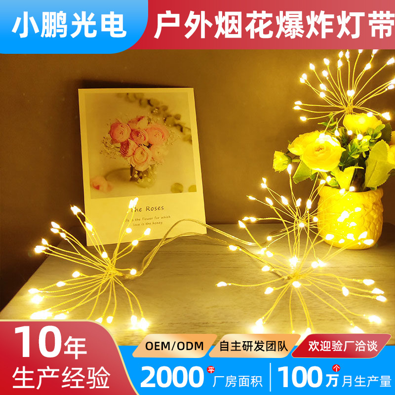 Led String Fireworks Lights, Fairy Lights, Indoor and Outdoor Christmas Party Holiday Decoration Lights, Copper Wire Lights