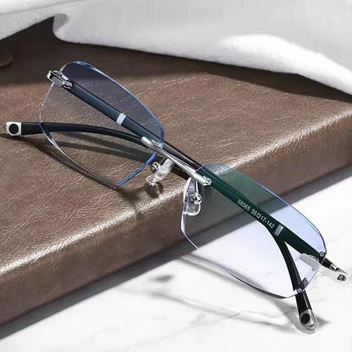 New fashionable diamond-cut frameless reading glasses, anti-blue light, anti-radiation, anti-fatigue reading glasses for middle-aged and elderly people