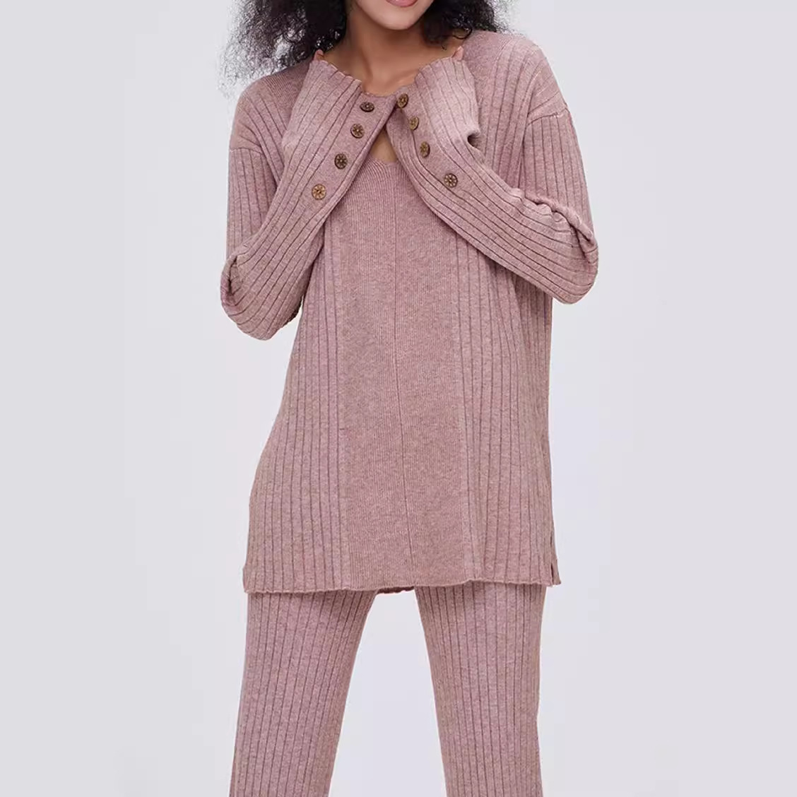 Abbigliamento da donna tuta in maglia da donna autunno e inverno pantaloni a maniche lunghe tuta casual_voghion.com