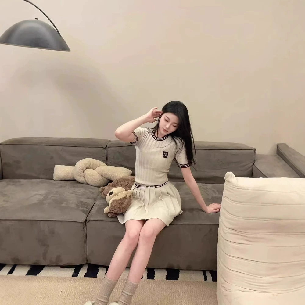 Высококачественный летний модный вязаный свитер с short sleeve