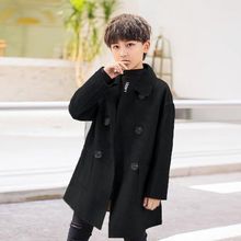 男童毛呢外套秋冬季加厚中长款儿童装洋气呢子大衣中大童男孩新款