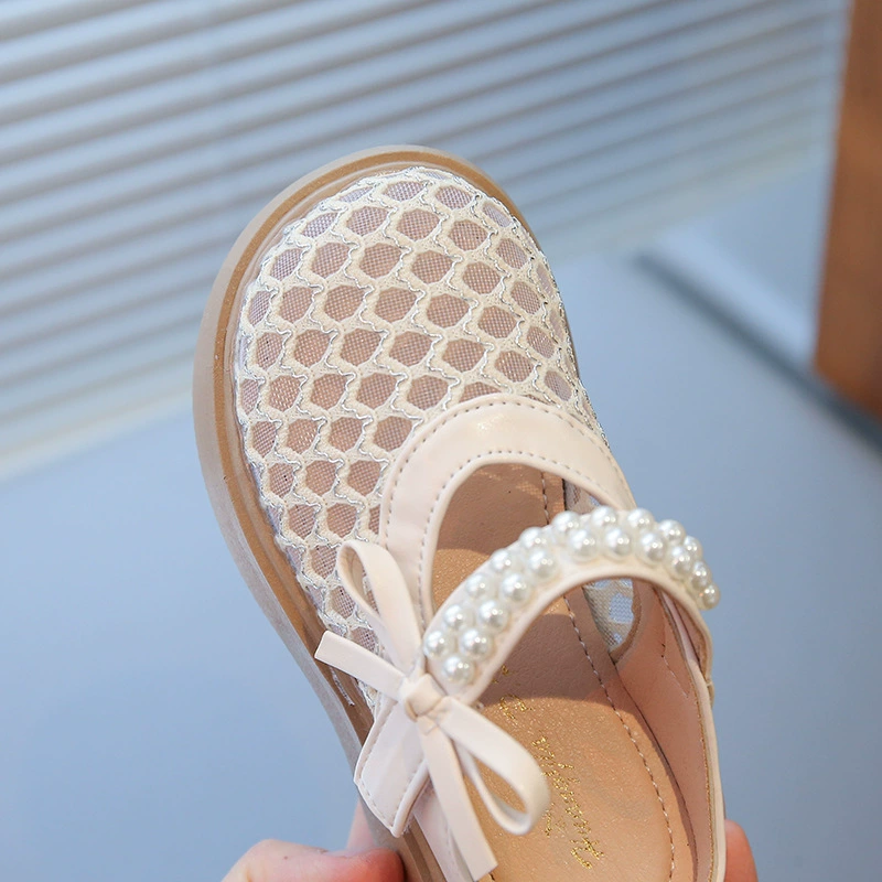 Summer children's slippers with bow, fashionable slide from pearl, 2025 years