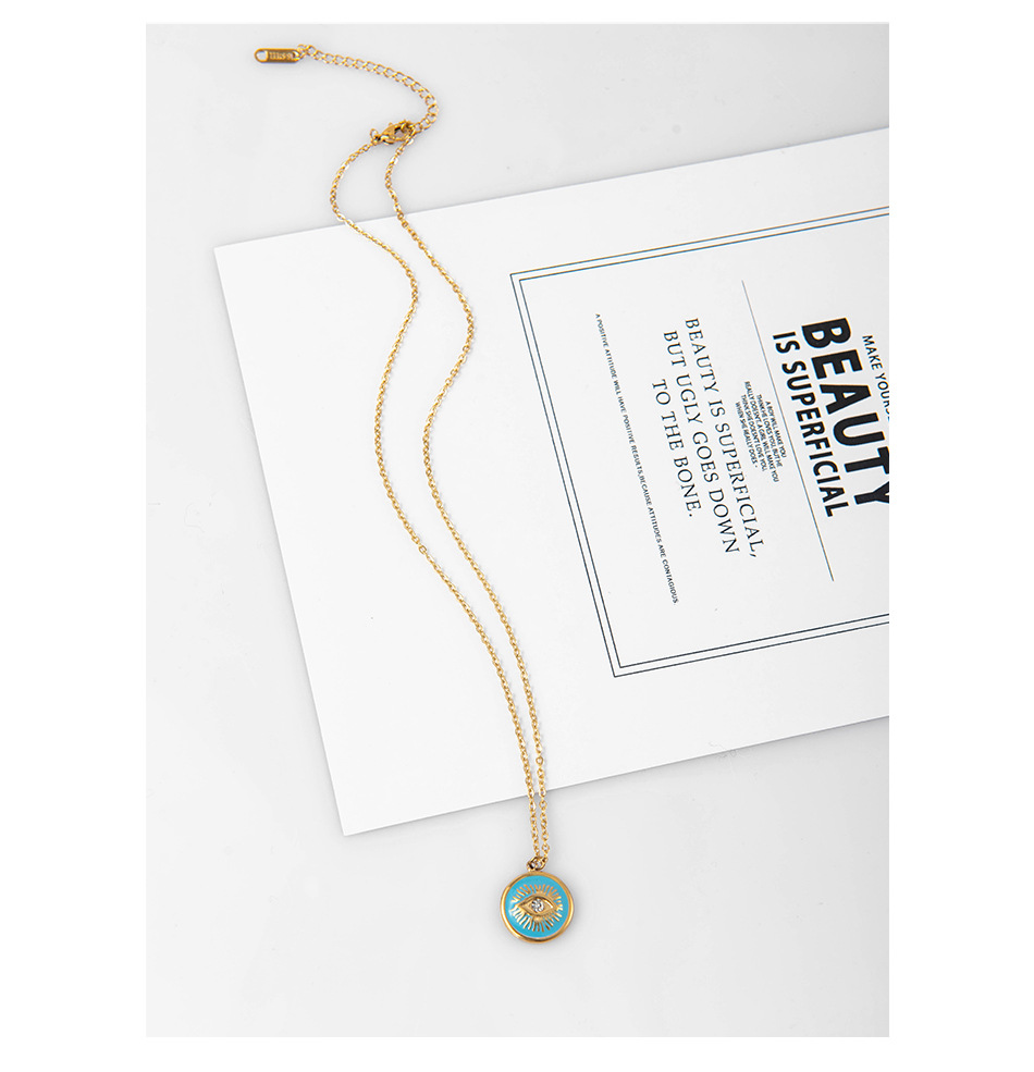 Fashion Blue Eye Pendant Clavicle Chain Female Long Stainless Steel Necklace display picture 3