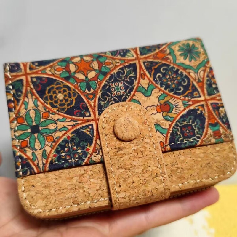 Environmentally Friendly and Biodegradable Cork Wallet, Retro Ethnic Style Cork Coin Purse, Cork Bag Processing and Customization