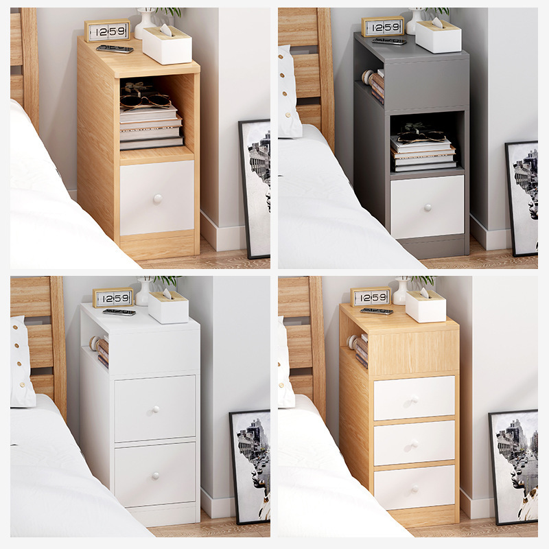 Ready-Made Bedside Table Narrow Small Modern Simple Bedroom Cupboard Simple Bedside Storage Rack Bedside Cabinet Small Cabinet