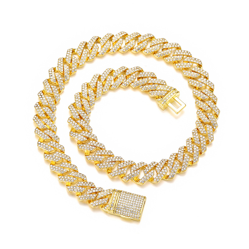 Herren Cuban Link Diamantkette, Hip-hop Schmuckhalskette_voghion.com