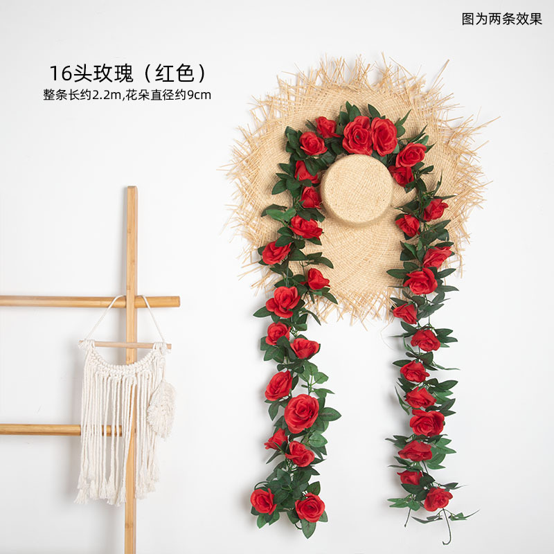 Flor artificial vid Rosa ratán boda decoración interior tubo sinuoso peonía flor tira flor artificial techo flor artificial vid