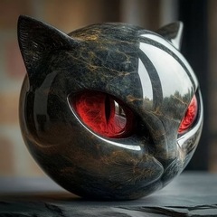 跨境Luxury Black Cat Stone Sculpture猫头黑猫摆件家居庭院设计