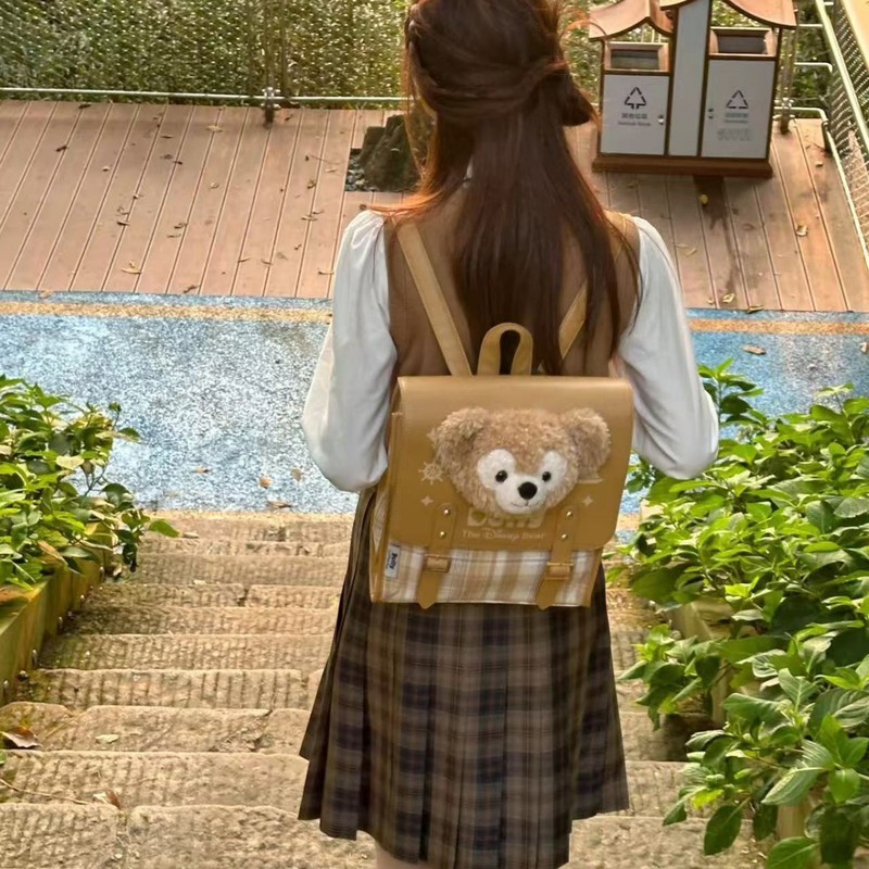 可爱达菲熊双肩包毛绒可爱ins大容量卡通大容量百搭女大学生女包|undefined