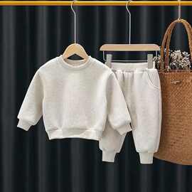 儿童加绒卫衣套装2025新款男女童冬季小童洋气保暖运动上衣两件套