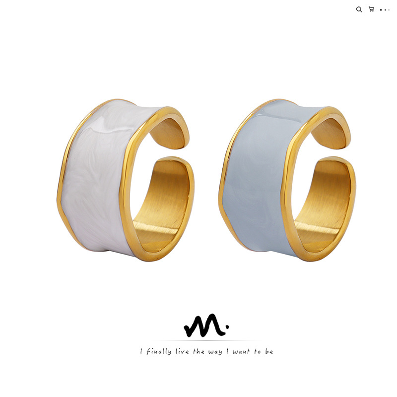 Hepburn estilo no se desvanece anillo de nicho francés esmalte gota anillo de aceite personalidad de la moda anillo de diseño abierto al por mayor