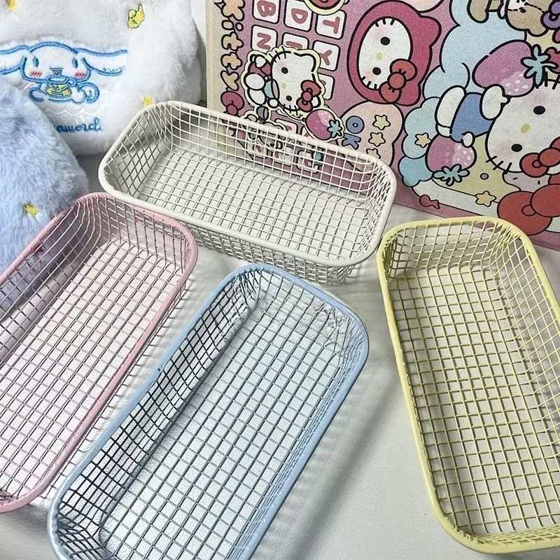 ins奶油色小篮子多巴胺迷你铁艺收纳篮饰品拍照道具摆件摄影装饰