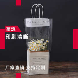 现货透明手提袋鲜花玩具花束饰品糖果礼品袋生日教师节塑料包装袋