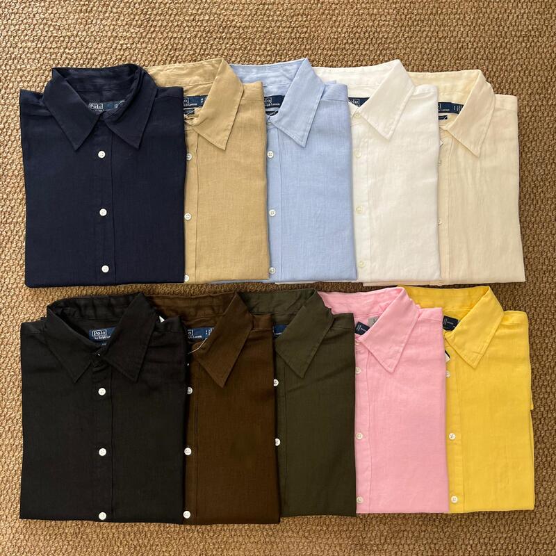 Rl Classic Style Ralph Lauren Embroidered Logo Cotton-Linen Summer Breathable Long-Sleeve Shirt for Women Vintage Rl Classic Style Ralph Lauren Embroidered Logo Cotton-Linen Summer Breathable Long-Sleeve Shirt for Women Vintage